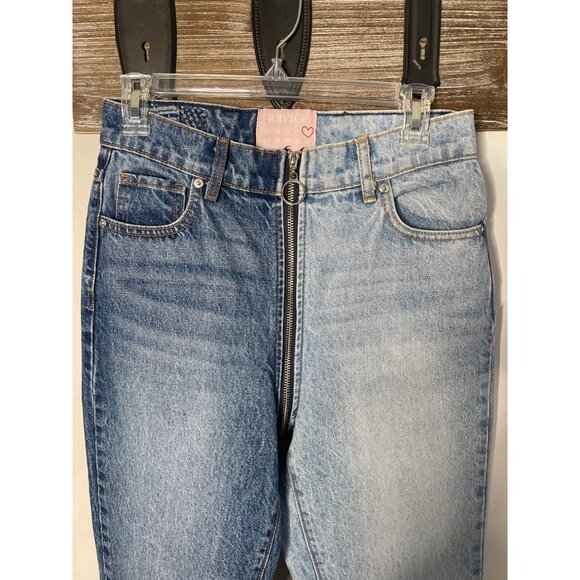 REVICE Women's Wraparound Zip Two Tone Denim Jeans Size 27 - Picture 2 of 9